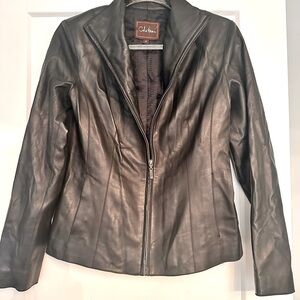 Cole Haan women’s black leather jacket size 4 buttery soft lamb skin leather